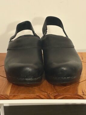 DANSKO Black Leather Slingback Clogs EU41
